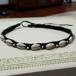 Braided leather shell choker